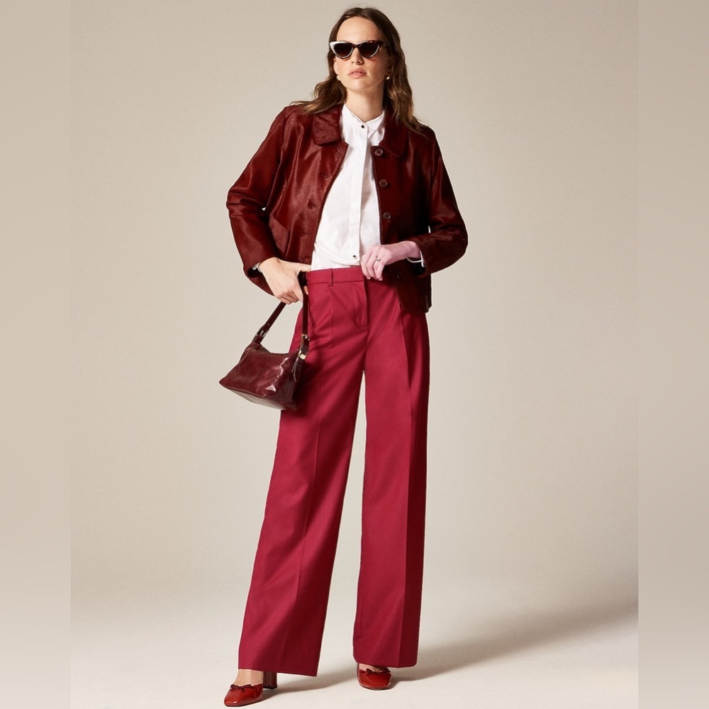J Crew Relaxed-fit pleated pant in wool blend CP748